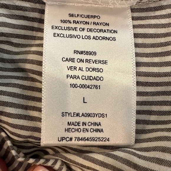 Gibson Latimer Striped Blouse Oversized Large Tie back Layered Sleeves - Picture 7 of 11